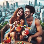 Afbeelding Generate an image of 2 people with a cocktail